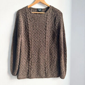 emmanuel Ungaro Liberte Open Knit Olive Brown Crochet Knit Pullover L